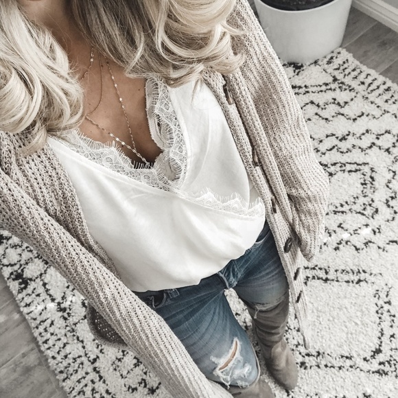 Wishlist Tops - LAST 1! * Lace-Trim Camisole w/ wrap front
